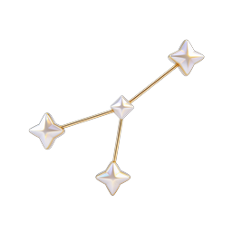 Elegant 3D Star Constellation Icon with Gold Accents
