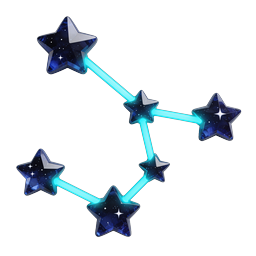 Glowing Star Constellation Icon - Celestial 3D Design