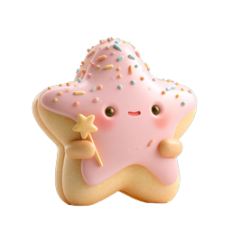 Cute Star Cookie Character with Magic Wand Icon