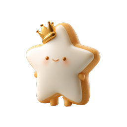 Cute Star Cookie Character with Golden Crown Icon