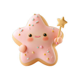 Icône de personnage biscuit étoile mignon avec baguette magique