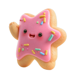 Cute Star Cookie Character 3D Icon with Pink Frosting
