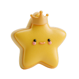 Cute Star Cookie Crown Kawaii 3D Icon