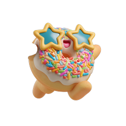 Cool Star Glasses Donut Character 3D Icon