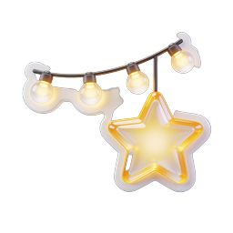 Ícone de luzes de cordão de estrelas brilhantes - Design 3D festivo