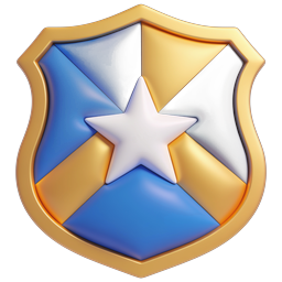 3D Star Shield Badge Icon - Achievement & Award Symbol