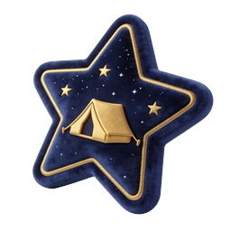 Star Tent Plush Pillow Icon - Camping Adventure Symbol