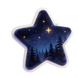 Starry Night Forest Star Icon - Celestial Nature Design