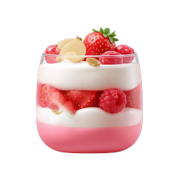 Strawberry Parfait Dessert Icon | Realistic 3D Food Icon