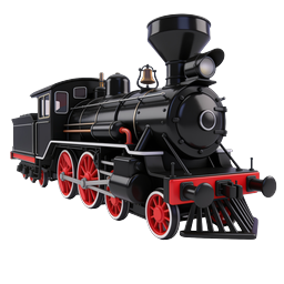 Classic Steam Locomotive Train Icon - 3D Render
