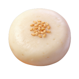 Steamed Bun with Pine Nuts on Wooden Plate Icon