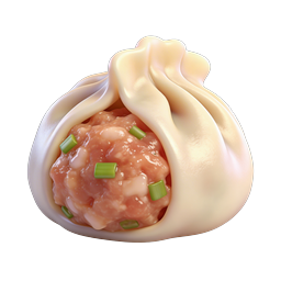 Steamed Dumpling 3D Icon - Asian Cuisine Illustration