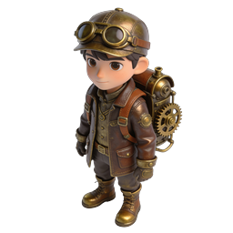 Ícone de Personagem Aventureiro Steampunk com Óculos de Latão