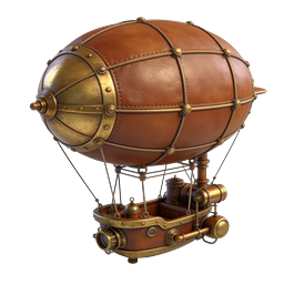 Steampunk Hot Air Balloon 3D Icon - Vintage Airship