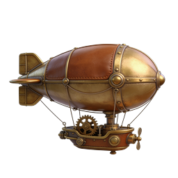 Steampunk Airship Icon | Vintage Brass Dirigible Design