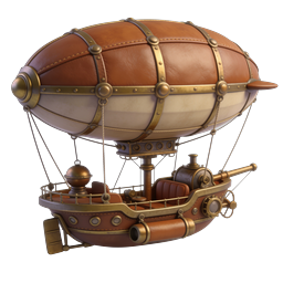 Steampunk Airship Icon | Victorian Dirigible 3D Render