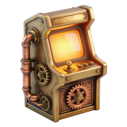 Steampunk Arcade Machine Icon | Brass Gaming Cabinet