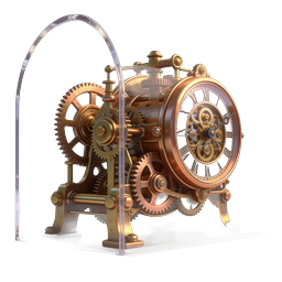 Steampunk Mechanical Clock Icon - Brass Gear Timepiece