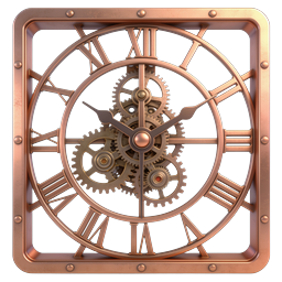 Steampunk Clock Icon - Vintage Mechanical Timepiece Design