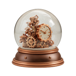 Steampunk Clock Snow Globe Icon | Vintage Timepiece