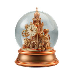 Steampunk Clock Tower Snow Globe - 3D Icon