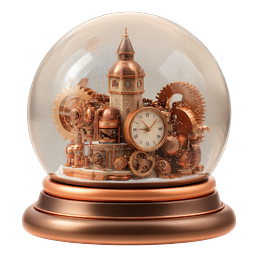 Steampunk Clock Tower Snow Globe 3D Icon