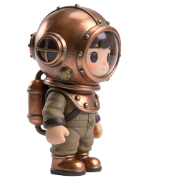 Steampunk Diver Figure Icon - Vintage Copper Helmet Toy