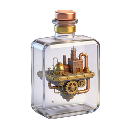 Steampunk Factory in Glass Bottle Icon | Miniature Diorama
