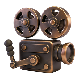 Steampunk Film Camera Icon - Vintage Cinema Reels