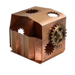 Steampunk Gear Cube Icon | 3D Metallic Mechanical Design