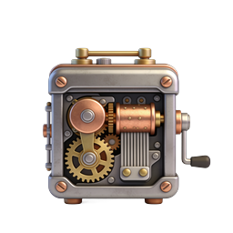 Steampunk Gear Machine Icon - 3D Mechanical Device