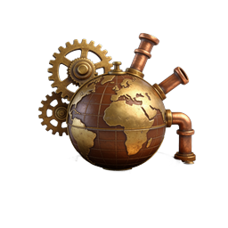 Steampunk Globe Icon | Vintage Mechanical World Art