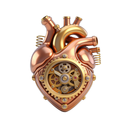 Steampunk Mechanical Heart Icon | 3D Copper Heart Design