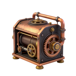 Steampunk Mechanical Machine Icon | 3D Rendered Brass Device