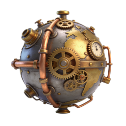 Icono de Orbe Mecánico Steampunk | Diseño de Engranajes y Reloj