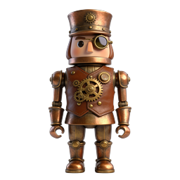 Steampunk Nutcracker Robot 3D Icon - Victorian Mechanical Character