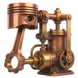 Steampunk Piston Engine Mechanical Icon