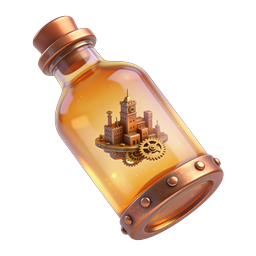 Steampunk Potion Bottle with Miniature City Icon