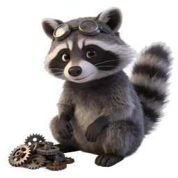 Steampunk Raccoon Character Icon | Cute Animal Illustration