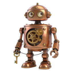 Steampunk Robot Icon | Vintage Copper Mechanical Character