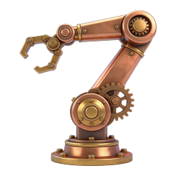 Steampunk Robotic Arm Icon | 3D Mechanical Automation