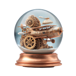 Steampunk Airship Snow Globe Icon | Decorative Fantasy