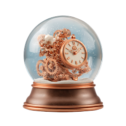 Steampunk Snow Globe Clock with Rose Gold Gears