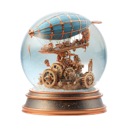 Steampunk Snow Globe Icon | Vintage Airship Design