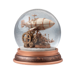 Steampunk Airship Snow Globe Decorative Icon