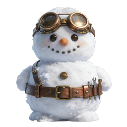 蒸汽朋克雪人图标 | 戴护目镜的冬季角色