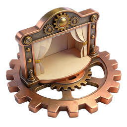 Steampunk Theatrical Stage with Brass Gears Icon