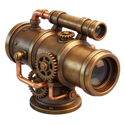 Steampunk Telescope Icon | Brass Mechanical Spyglass