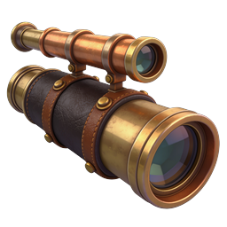 Steampunk Telescope Icon - Vintage Brass Spyglass