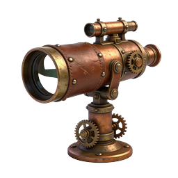 Steampunk Telescope Icon | Vintage Brass Spyglass Design